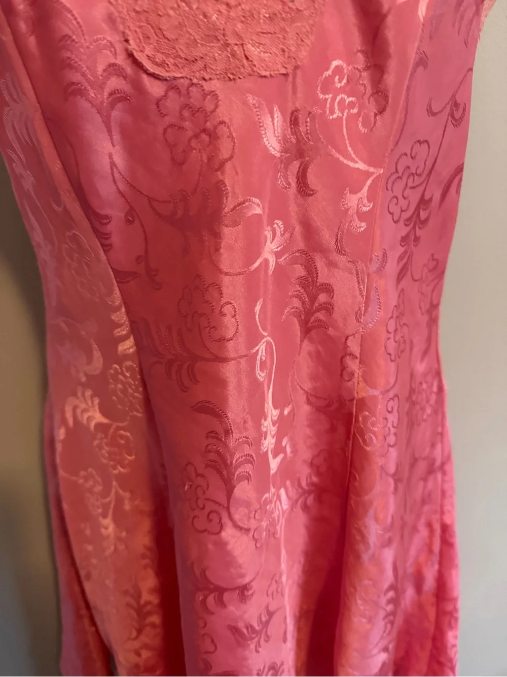 Adonna Vintage Pink Jacquard Lace Slip Dress S - Picture 3 of 7
